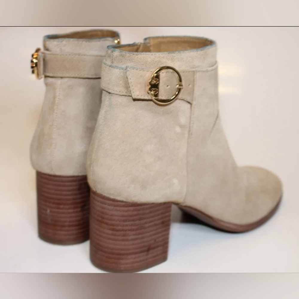 Tory Burch Sofia 65mm 8.5 M Beige Suede Side Zip Chelsea Ankle Boots - Picture 6 of 12
